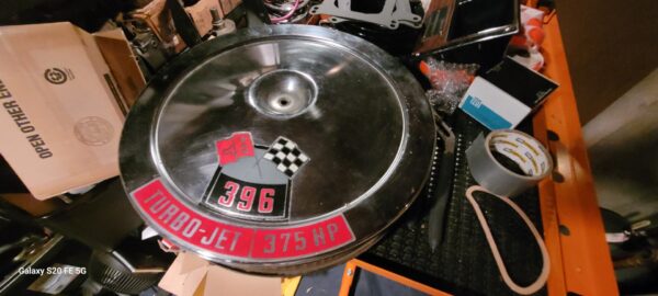 1969 survivor air cleaner l78 w original decals.  Silkscreen and original paint base