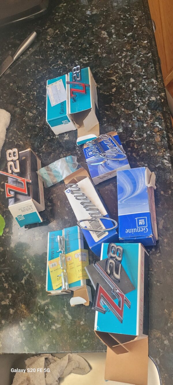 969 camaro dz 302 z28 emblem set...10 pcs total. In boxes