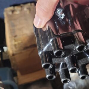 Nos z28 l78 l89 copo distributor cap w brass contacts and delco script inside in circle