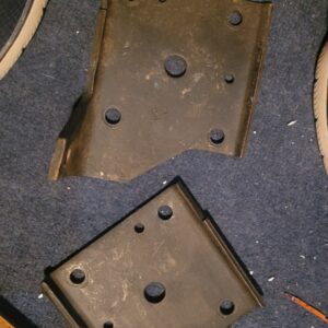 1969 camaro 12 bolt rear pair  assembly line spring shock mount plates. Pair.   Nice w stamping.