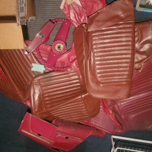 1969 camaro red remnants from interior .great for pieces parts to redo a torn section.