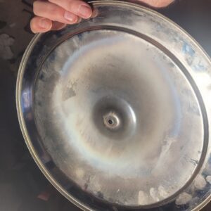 Air cleaner opeen element lid. Needs chroming no dents etc. 