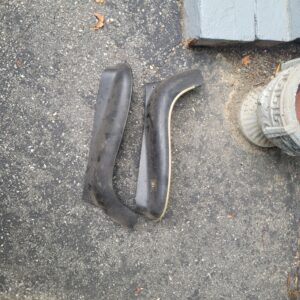 Pair of 70 chevelle black seat side moldings. Plastic. One has trim bead, other not..no damage woukd clean up super nice shells.