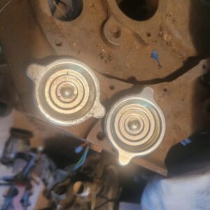 Oil caps w s rivet nos gm 396 427 454. Some have oxidation, have a few available.   Gm thin plating as original.