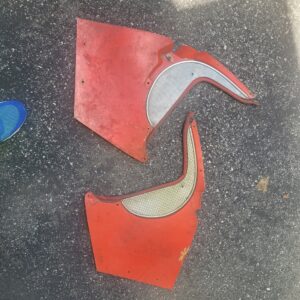 Kick panels corrvette 58 up i believe. Super nice fiberglass. Inserts have slight dings repros are crazy priced.    Original parts fit. 