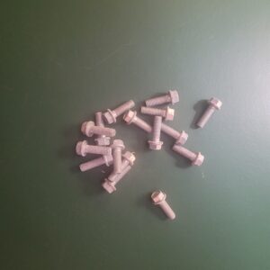 Fp head big block 65 to 67 intake bolts set of 16.   Have white discoloration and light rust. Guaranteed never on a motor.  16 pieces 65 396 to 67 427.