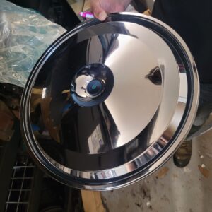 Air cleaner lid..70 lt1 camaro z28...i believe this is nos as it has rolled bottom edge.  On inside.   I do not have a base.     Its mint. But minor flaws that are insignificsnt. 